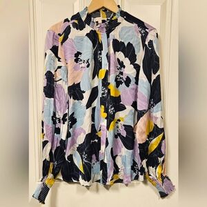 Etcetera viscose floral mockneck long sleeve size 12